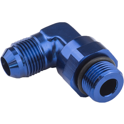 Proflow Adaptor Male -10AN 90 Degree To -10AN Thread Swivel, Blue