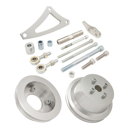 Proflow V Belt Drive & Alternator Bracket Kit, Anodised Aluminium For Ford BB 429-460, Drivers Side Low Mount, Silver
