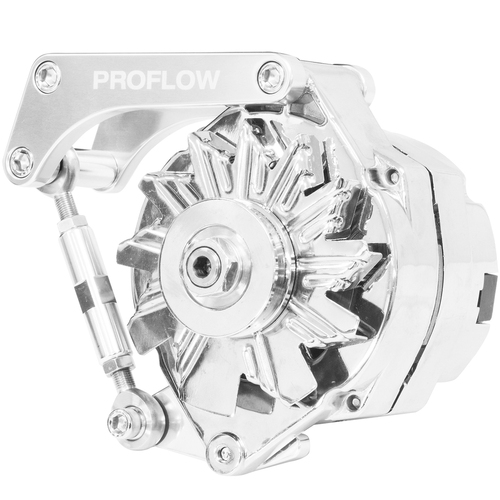 Proflow Alternator Bracket, For Chevrolet Small Block, Passenger Side, Short Water Pump, Low Mount, Silver Anodised