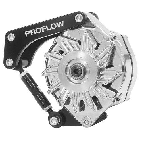 Proflow Alternator Bracket, For Chevrolet Small Block, Passenger Side, Short Water Pump, Low Mount, Black Anodised