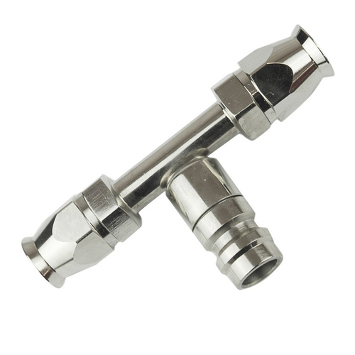 Proflow Hose End Air Conditioning 304 Stainless Straight Inline Charge Port -06, Chrome