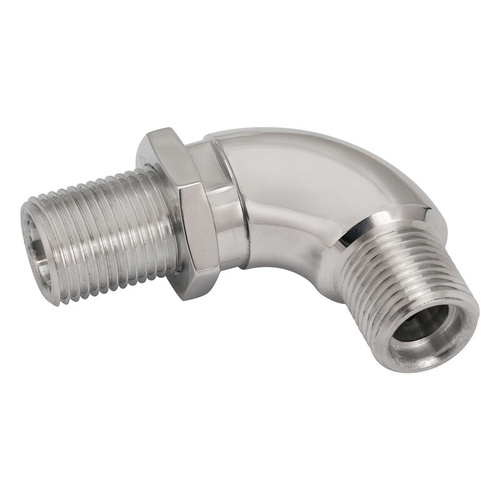 Proflow Air Conditioning Adaptor Bulkhead Fitting, #6 A/C 5/8"-18, 90 Degree, Aluminium, Polished