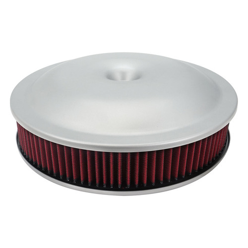 Proflow Air Filter Assembly, 14in. Diameter x 3in. Height, Race, Spun Aluminium, Silver, 5-1/8 in. Recessed Base