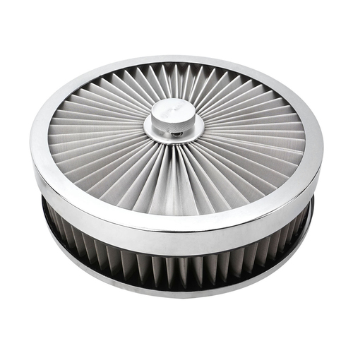 Proflow Air Filter Assembly Flow Top Round Stainless Steel 9in. x 2in. Suit 5-1/8in. Flat Base