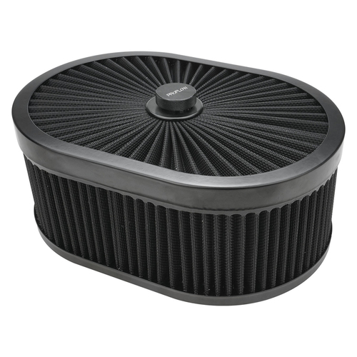 Proflow Air Filter Assembly Flow Top Oval Black 12in. x 9in. x 4in. Suit 5-1/8in. Flat Base