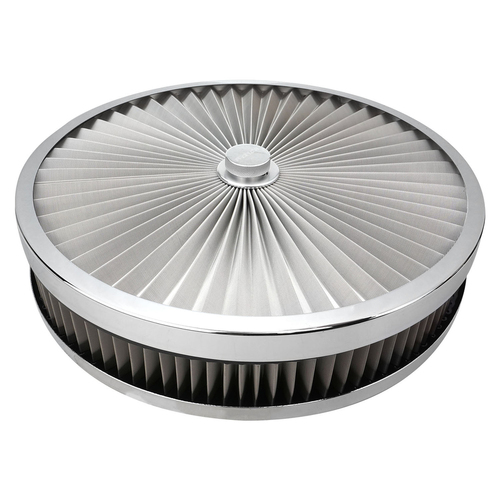 Proflow Air Filter Assembly Flow Top Round Stainless Steel 14in. x 2in. Suit 5-1/8in. Neck Recessed Base