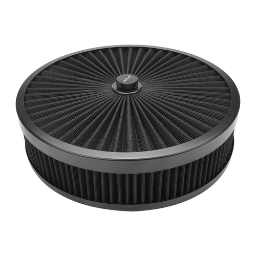 Proflow Air Filter Assembly Flow Top Round Black 14in. x 2.5in. Suit 5-1/8in. Neck Recessed Base