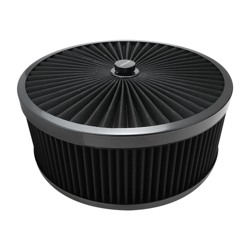 Proflow Air Filter Assembly Flow Top Round Black 14in. x 5in. Suit 5-1/8in. Neck Recessed Base