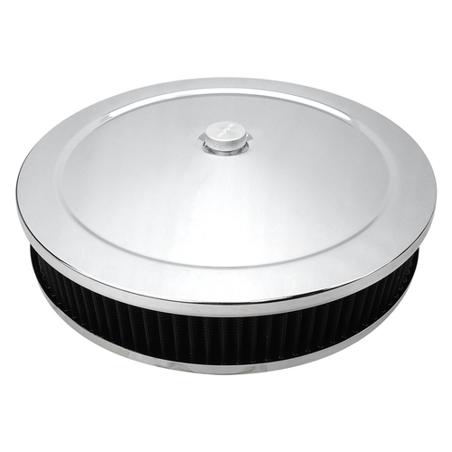 Proflow Air Filter Assembly Round 14in. x 2.5in, Chrome, Flat Base,