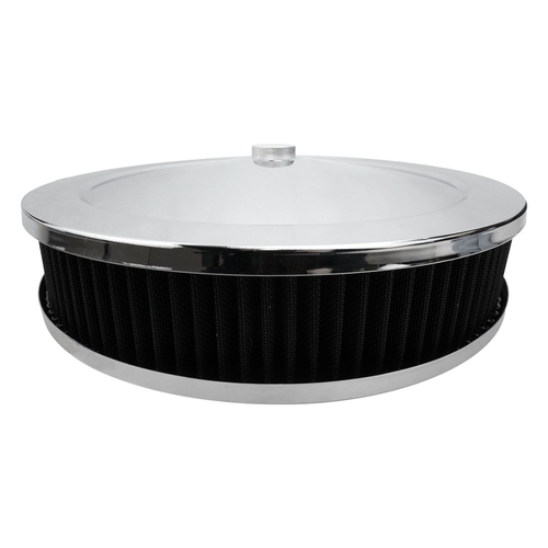 Proflow Air Filter Assembly Round 14in. x 3in., Chrome, Recessed Base,, Each