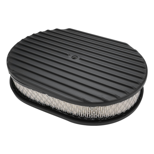 Proflow Air Filter Assembly Black Fins Oval 12 x 2