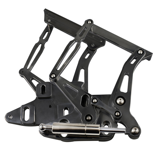 Proflow Bonnet Hinge Kit, Billet Aluminium For Ford XR XT XW XY, Falcon, Black