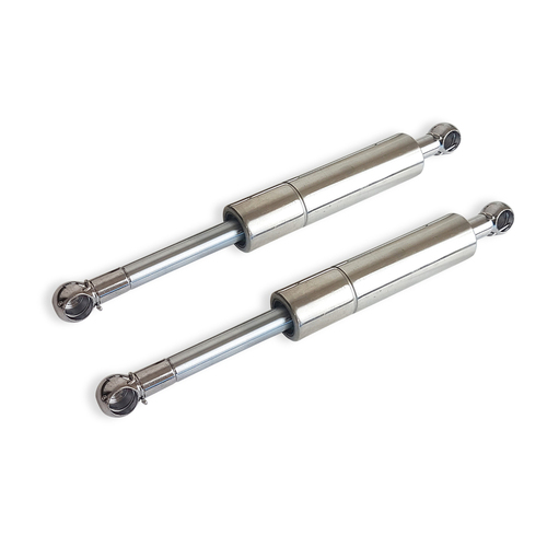Proflow Replacement Gas Strut, Pair Hood Hinges, Billet Aluminium, Polished, Stainless Struts, For Chevrolet