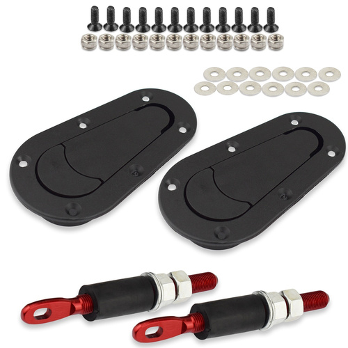 Proflow Bonnet Hood Pins, Plush Flush, Aluminium Pins, Locking, 4.961 in, Kit
