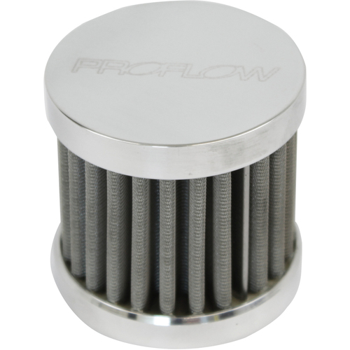 Proflow Oil Breather Filter Billet -12AN, Valve Cover Push in Insert, Polished
