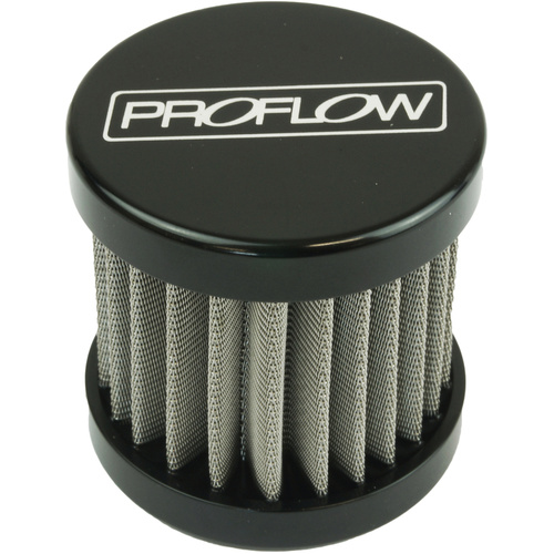Proflow Oil Breather Filter Billet -12AN Female, Valve Cover, 90x78mm, Black