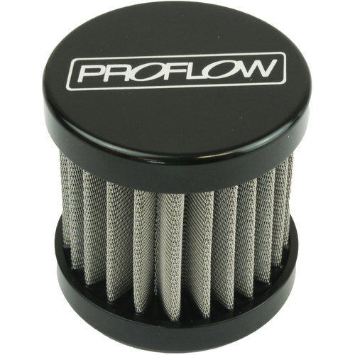 Proflow Oil Breather Filter Billet -12AN, Valve Cover Push in insert, Black