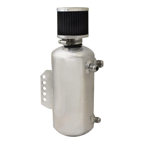 Proflow Oil Breather Catch Tank 2L w/AN-8 x 2 + 1 -6 Hose Ends & Breather, Polished