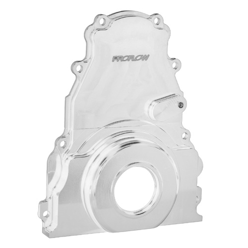 Proflow Timing Cover, 2-Piece, For Holden/Chevrolet LS1/LS2/LS3 Engines, Billet Aluminium, Silver