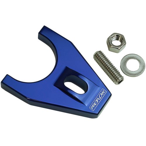 Proflow Distributor Hold-Down Clamp, Billet Aluminium, Blue, Stud Mount, For Chevrolet, Small/Big Block, Each