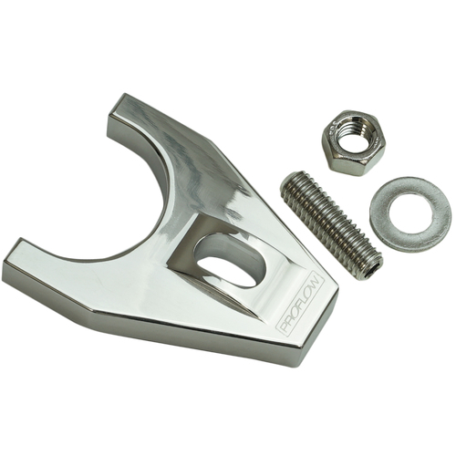 Proflow Distributor Hold-Down Clamp, Billet Aluminium, Polished, Stud Mount, For Chevrolet, Small/Big Block, Each
