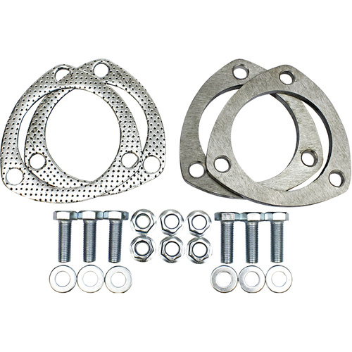 Proflow Collector Rings, 3.00 in, 3-Bolt Flange, Steel, Natural, Pair