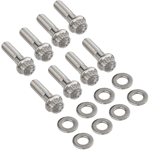 Proflow Header Bolts, Hex Head, M8 X 1.25mm x 25mm Length, Custom Stainless Steel, For Chevrolet For Holden LS Engine, Set of 12