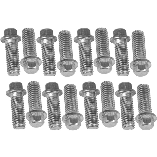 Proflow Header Bolts, Hex Head, 3/8 in. Custom Stainless Steel, For Chevrolet, For Ford, Set of 16