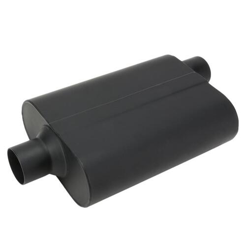Proflow Muffler, 3.00 in, Black Compact  Flow Chamber II, Side Inlet To 3.00 in. Centre Outlet, 9.75" x 13" x 4" body, Each