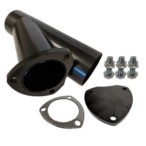 Proflow Exhaust Steel Cut Out Y Pipe 2.5', Cap Gasket & Bolts 10in. overall length Each