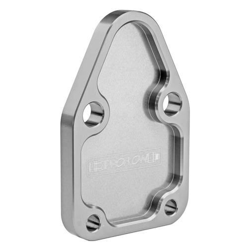 Proflow Fuel Pump Block-Off Plate, Aluminium, Silver Anodised, SB For Chevrolet, For Chrysler, Each