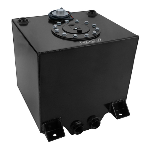 Proflow Fuel Cell, Tank, Sumped, 5Gal (19L), Aluminium, Black 300 x 260 x 260mm, Two -12 AN Female Outlets