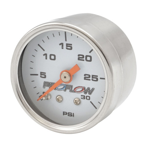Proflow Fuel Pressure Gauge 0-30PSI Stainless body/White Face