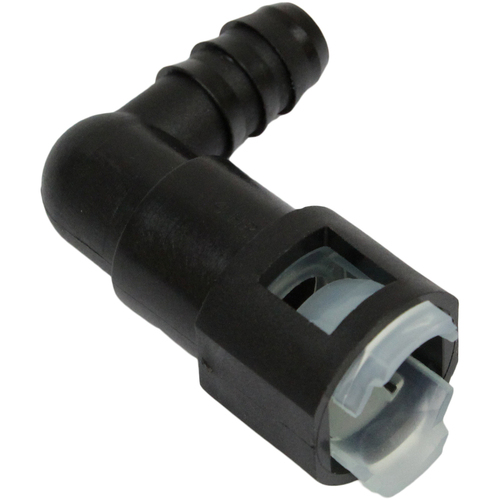 Proflow Fuel Line Connectors, Nylon 3/8in. Female QR 90 Degree To 3/8in. (10mm) Barb, Each