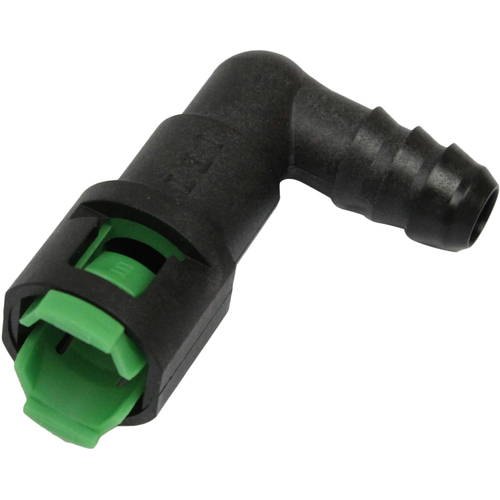 Proflow Fuel Line Connectors, Nylon 5/16in. Female QR 90 Degree To 3/8in. (10mm) Barb, Each