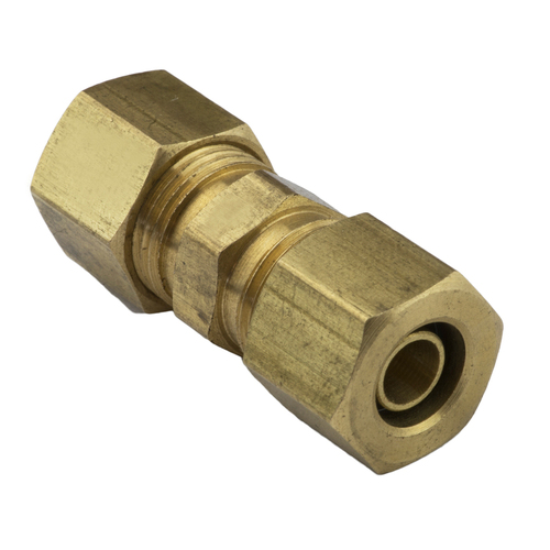 Proflow Fuel Line Connectors, Brass  3/8in. (10mm) Nylon to Pipe Or Pipe To Pipe Compression Joiner, Each