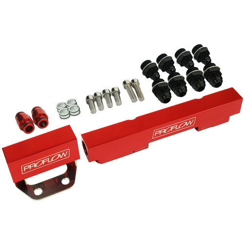 Proflow Fuel Rails Kit, Billet Aluminium, Anodised Red, For Mazda Rotary Series 4&5