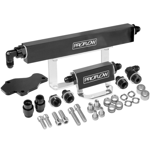 Proflow Fuel Rails Kit, Billet Aluminium, Anodised Black, For Mazda Rotary Series 6