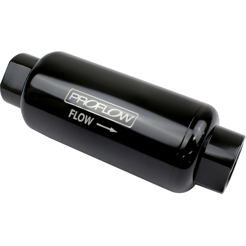 Proflow Fuel Filter, Inline Mount, Billet Aluminium, Black Anodised, 40 Microns, 183mm length -12 AN Inlet/Outlet, Each