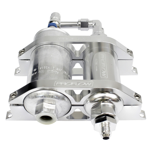 Proflow Billet Bracket Kit, Polished, Complete With PFEFS11300 Pump, Fuel Filter, AN10 & AN06 Adaptors