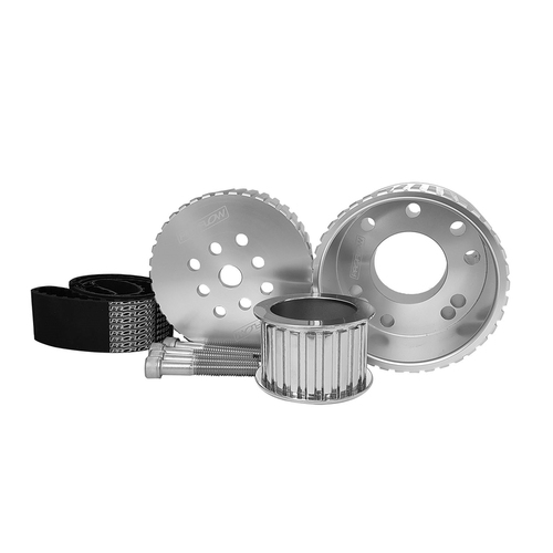 Proflow Gilmer Belt Drive Kit, For SB Ford 302/351 Cleveland, Billet Aluminium, Silver Anodised