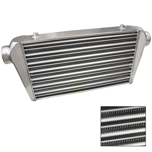 Proflow Intercooler Aluminium Universal Tube & Fin 500 x 300 x 100mm 3in. Outlets, Natural
