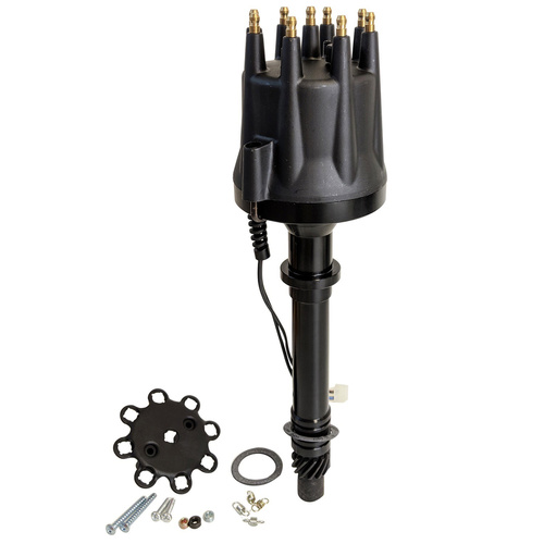 Proflow Distributor, SB & BB For Chevrolet V8, Pro Series Magnetic Pickup, Mechanical Advance, Black Cap, Each 