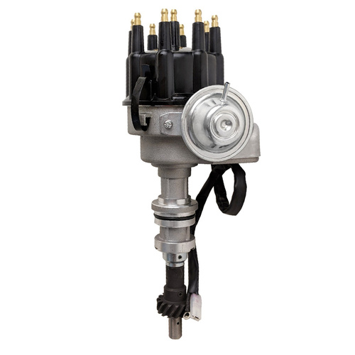 Proflow Distributor, HEI Street Series, Vacuum Advance, Bosch Style Black Cap, For Ford 302 351 Cleveland Early Large Shaft