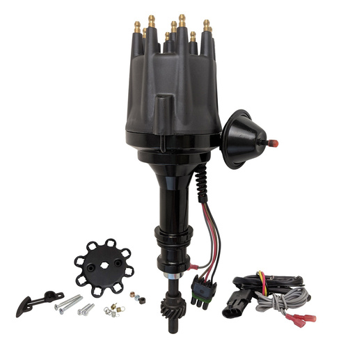 Proflow Distributor, Billet Aluminium, Black Cap, HEI, Ready-to-Run, Vacuum Advance, For Ford 351 Windsor