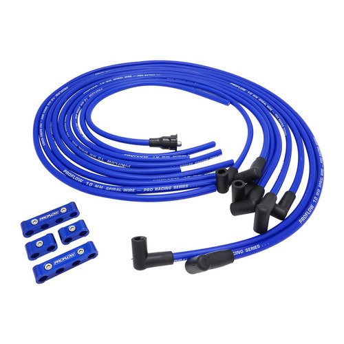 Proflow Spark Plug Pro Lead Wires Set, 10mm Spiral Core, Blue Black Boots, 90 Degree Boots, Universal, V8 with Separator Set