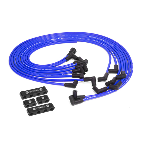 Proflow Spark Plug Pro Lead Wires Set, 8.8mm Spiral Core , Blue Black Boots, 90 Degree Boots, Universal, V8 with Separator Set