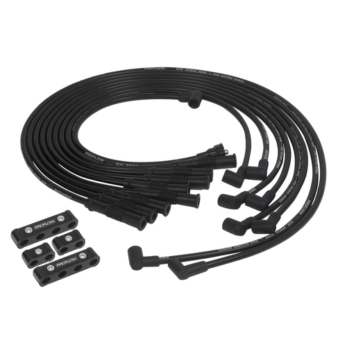 Proflow Spark Plug Pro Lead Wires Set, 8.8mm, Black, Black Boots Straight Boots, Universal, V8 with Separator Set