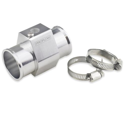 Proflow Water Temperature Sensor Adapter, 38mm (1.50''), 1/8 in. NPT Port, Billet Aluminium, Silver Anodised