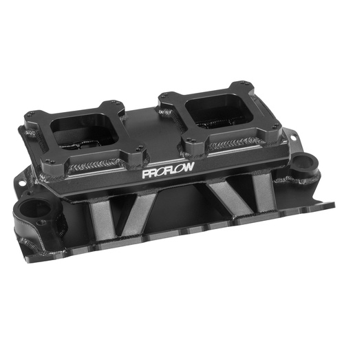 Proflow SuperMax Intake Manifold, Tunnel Ram, For SB Chevrolet, Fabricated Black, Dual Quad Carburetted